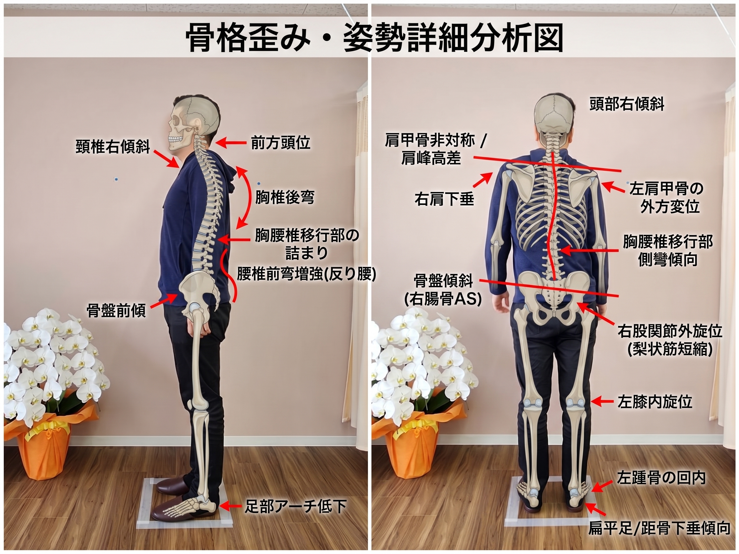 初診時の骨格・姿勢分析 - 茨木あゆみ鍼灸整骨院