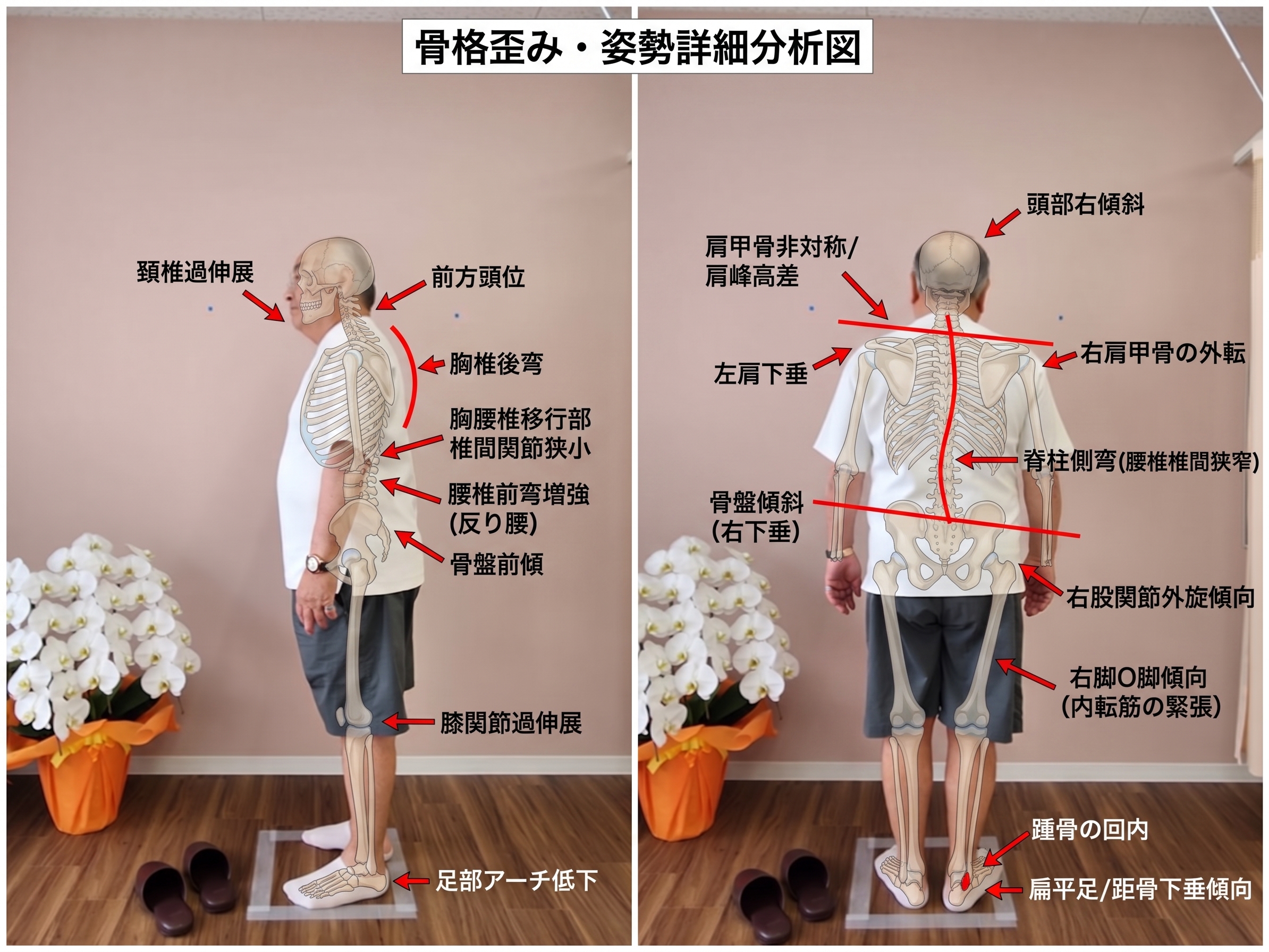 初診時の骨格・姿勢分析 - 茨木あゆみ鍼灸整骨院