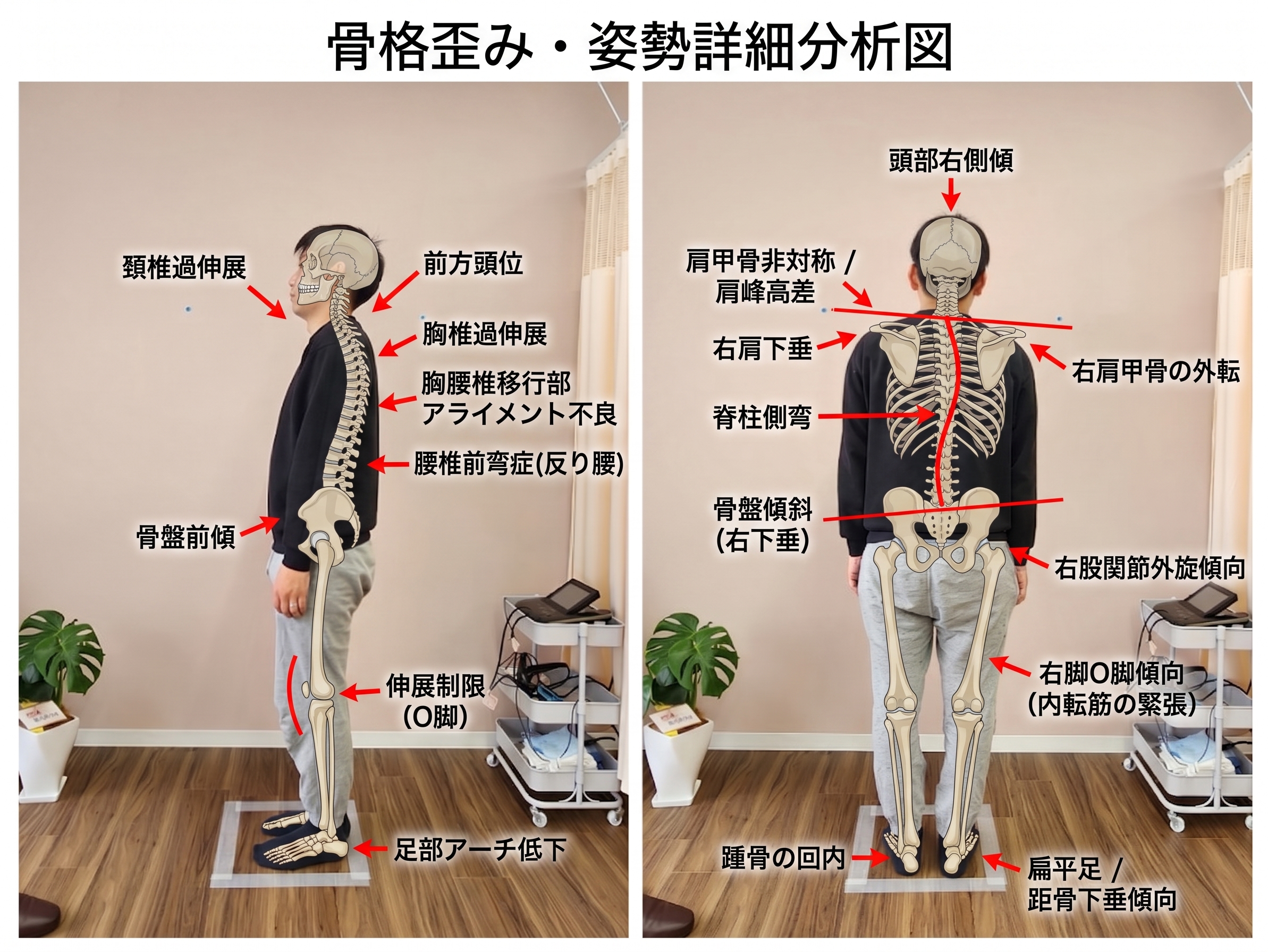 初診時の骨格・姿勢分析 - 茨木あゆみ鍼灸整骨院